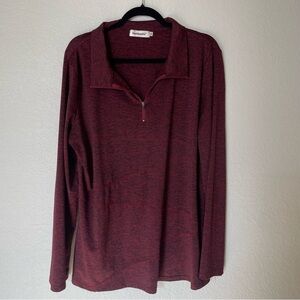 Nandashe mens Maroon Quarter-Zip Pullover workout shirt size XXL running gym